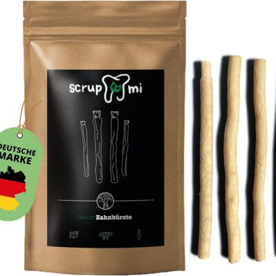 3x4er Pack Scrupmi® Miswak Zahnbürste I Zahnputzholz I höchste Qualität/ 100% Natur & 0% Plastik/vegan, wiederverwendbar & biologisch abbaubar/immer & überall Zähne putzen