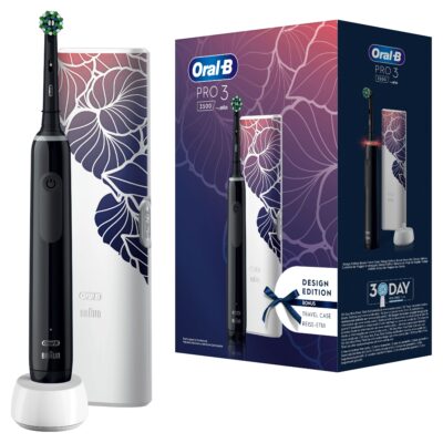 Oral-B - Elektrische Zahnbürste 'Pro 3 + Reiseetui Floral Design' in Schwarz