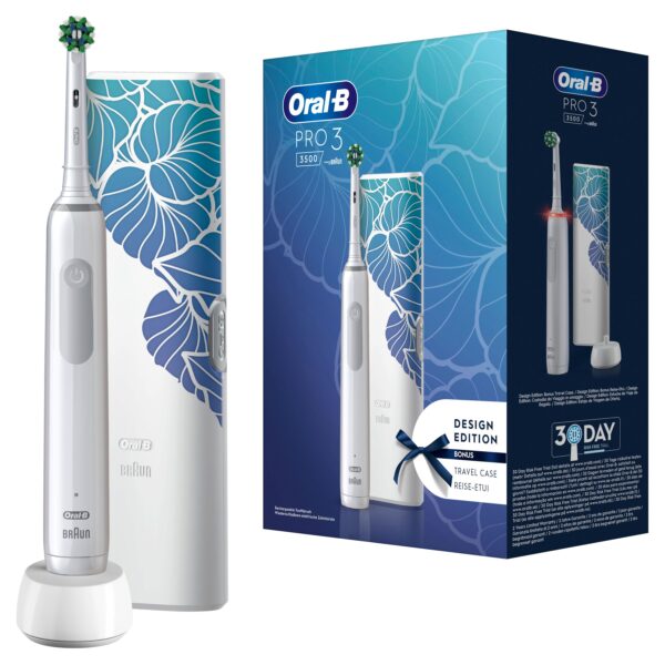 Oral-B - Elektrische Zahnbürste 'Pro 3 + Reiseetui Floral Design' in Weiß