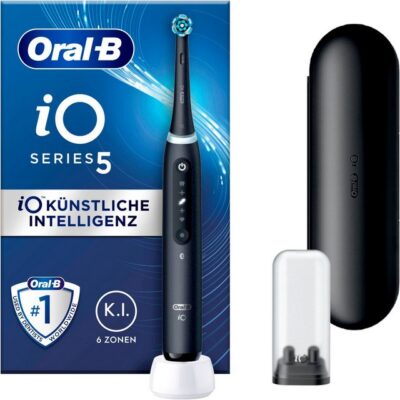 Oral-B Elektrische Zahnbürste iO 5, Aufsteckbürsten: 1 St., mit Magnet-Technologie, LED-Anzeige, 5 Putzmodi, Reiseetui