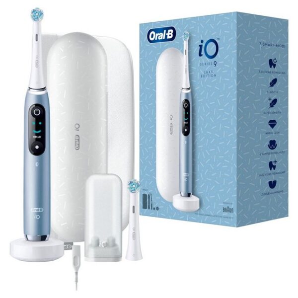 Oral-B Elektrische Zahnbürste iO 9 + Lade-Reiseetui & Tasche - Aqua Marine