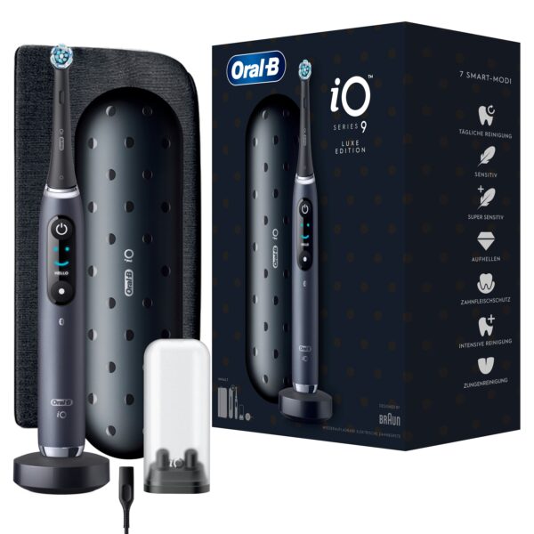 Oral-B - Elektrische Zahnbürste 'iO Series 9 + Lade-Reiseetui & Tasche' in Schwarz